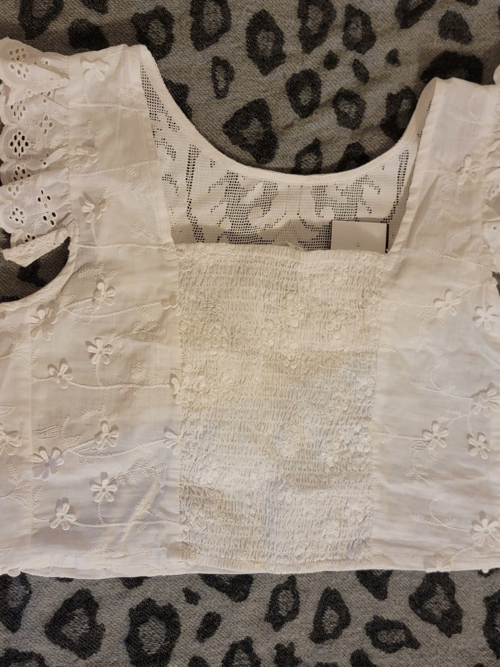 Altar'd State White Eyelet Lace Ruffle Crop Top Medium NWT - Picture 3 of 6